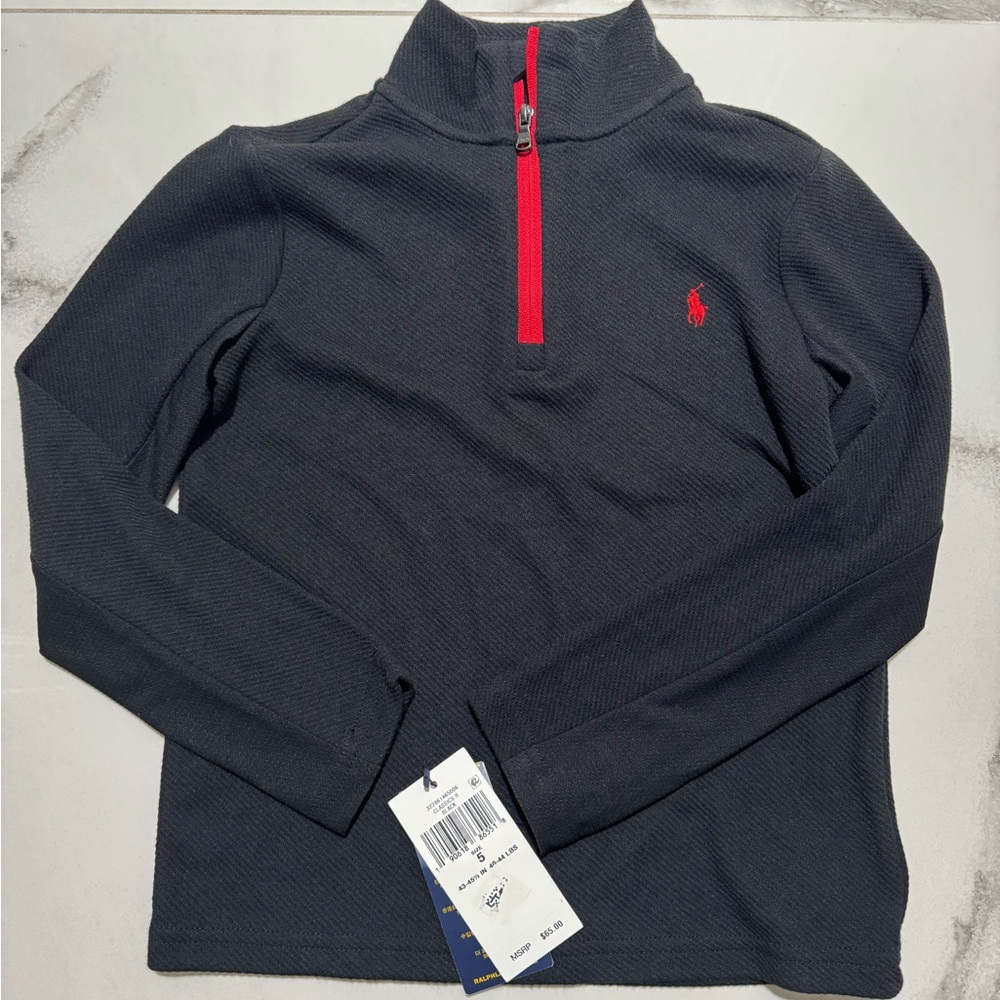 Polo Ralph Lauren black  and Red quarter Zip-Up shirt